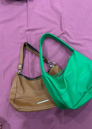 Fermuarlı Yeşil kahve Deri 2 Li Kadın Çanta - Görsel 4