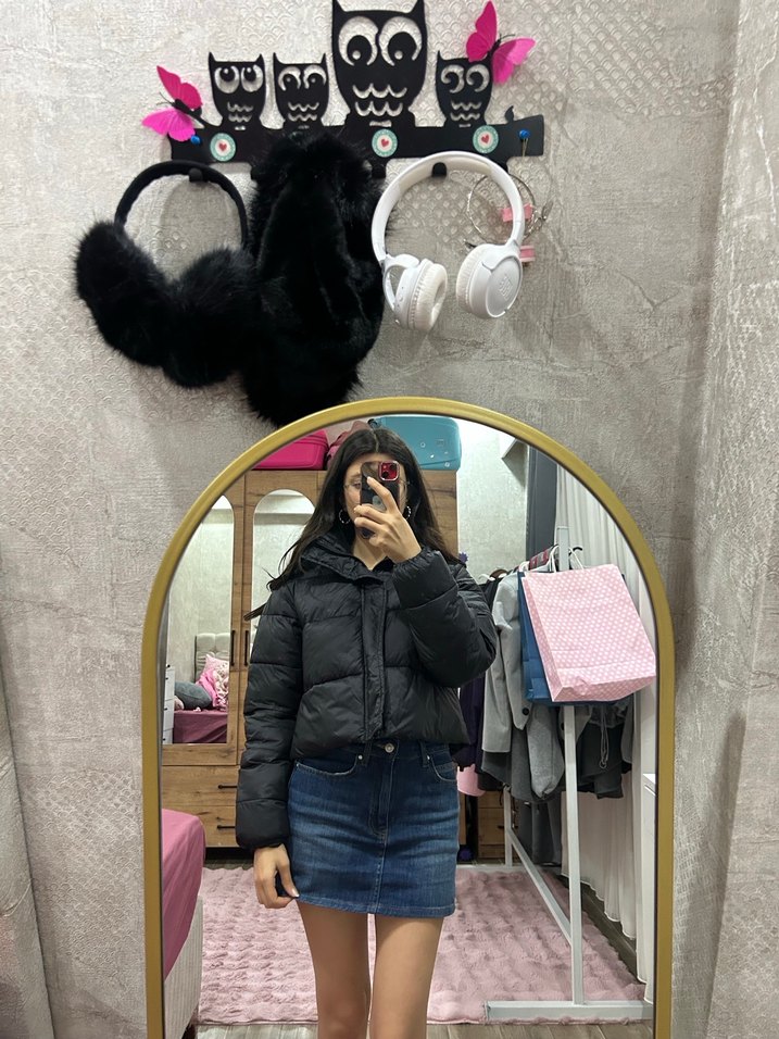 Fermuarlı  Kadın kısa Kışlık Mont - Görsel 3