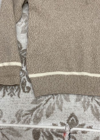 V Yaka Kahverengi Triko Kadın Kazak - Görsel 2