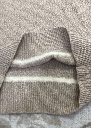 V Yaka Kahverengi Triko Kadın Kazak - Görsel 3