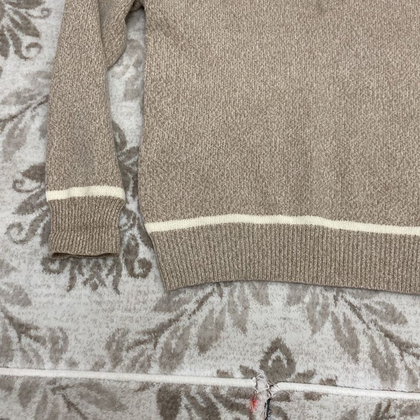 V Yaka Kahverengi Triko Kadın Kazak - Görsel 2