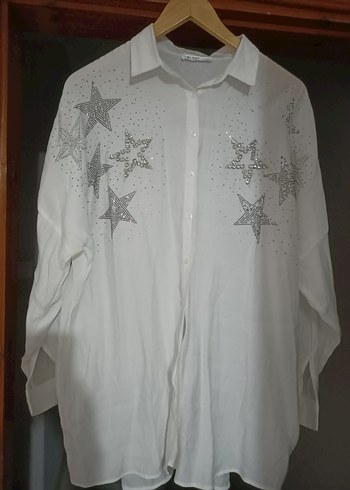  Taşlı Yıldız Detaylı Oversize gömlek - Görsel 9