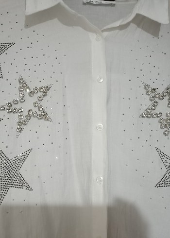  Taşlı Yıldız Detaylı Oversize gömlek - Görsel 7