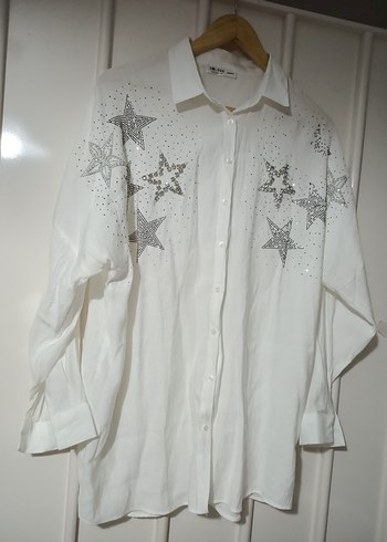  Taşlı Yıldız Detaylı Oversize gömlek - Görsel 6
