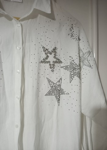  Taşlı Yıldız Detaylı Oversize gömlek - Görsel 2