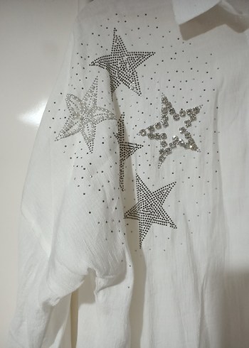  Taşlı Yıldız Detaylı Oversize gömlek - Görsel 5