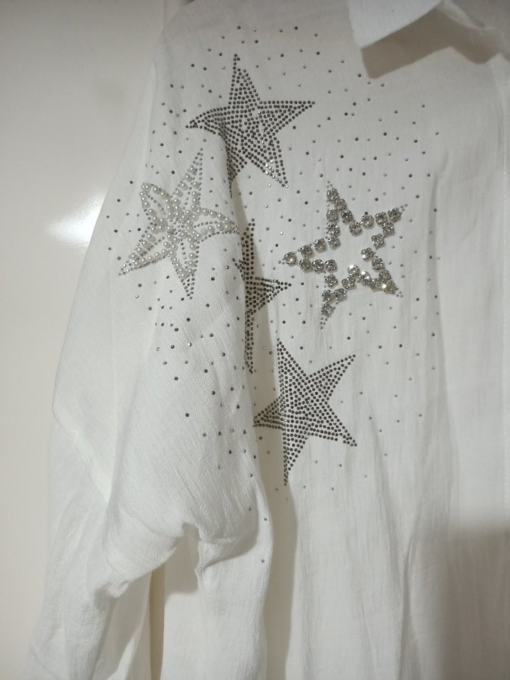  Taşlı Yıldız Detaylı Oversize gömlek - Görsel 5