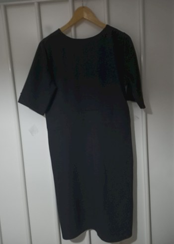 Malina Exclusive siyah düğme detaylı şık elbise - Görsel 12