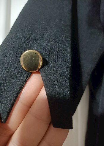 Malina Exclusive siyah düğme detaylı şık elbise - Görsel 7