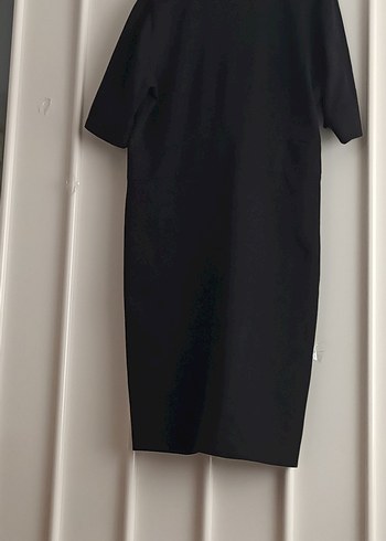 Malina Exclusive siyah düğme detaylı şık elbise - Görsel 4