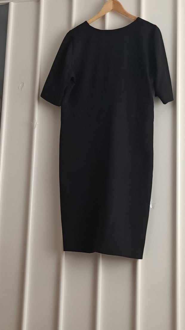 Malina Exclusive siyah düğme detaylı şık elbise - Görsel 4