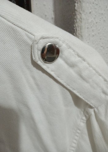 VEFO İnce Beyaz Kot Ceket - Görsel 9
