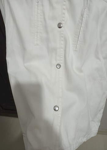 VEFO İnce Beyaz Kot Ceket - Görsel 8