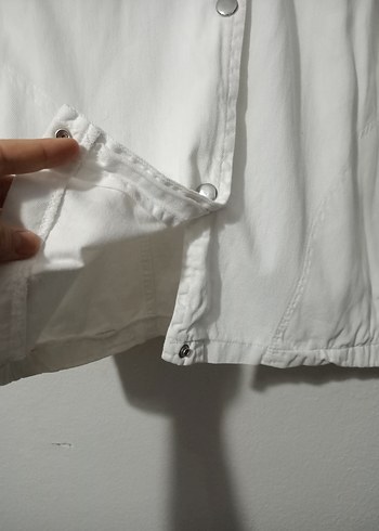 VEFO İnce Beyaz Kot Ceket - Görsel 4