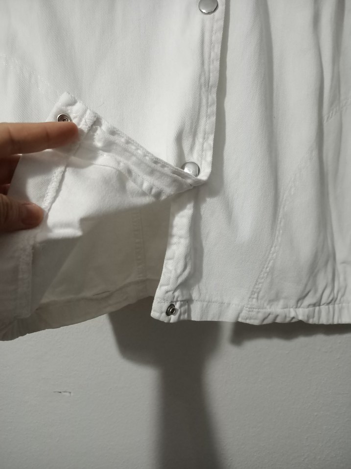  VEFO İnce Beyaz Kot Ceket - Görsel 4