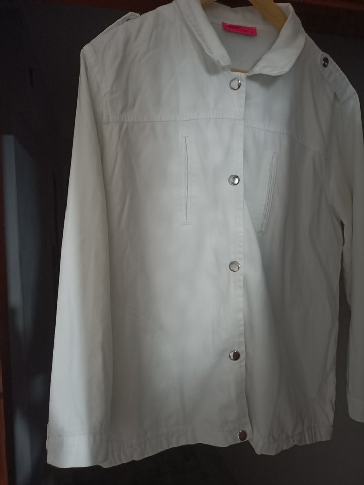  VEFO İnce Beyaz Kot Ceket - Görsel 3