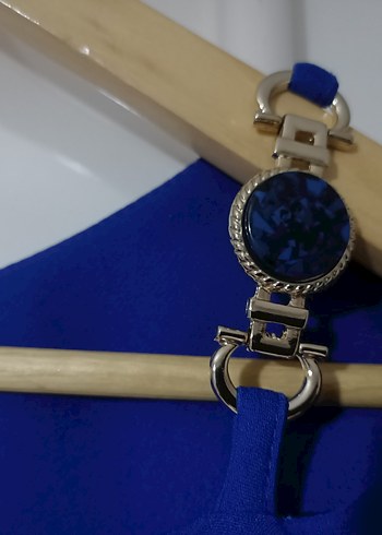  Malina Exclusive Saks Mavisi Elbise - Görsel 8