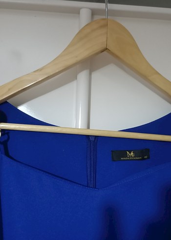  Malina Exclusive Saks Mavisi Elbise - Görsel 3