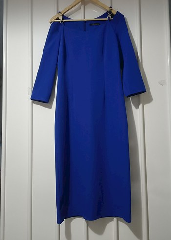  Malina Exclusive Saks Mavisi Elbise - Görsel 5