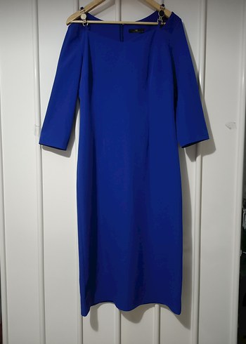  Malina Exclusive Saks Mavisi Elbise - Görsel 4