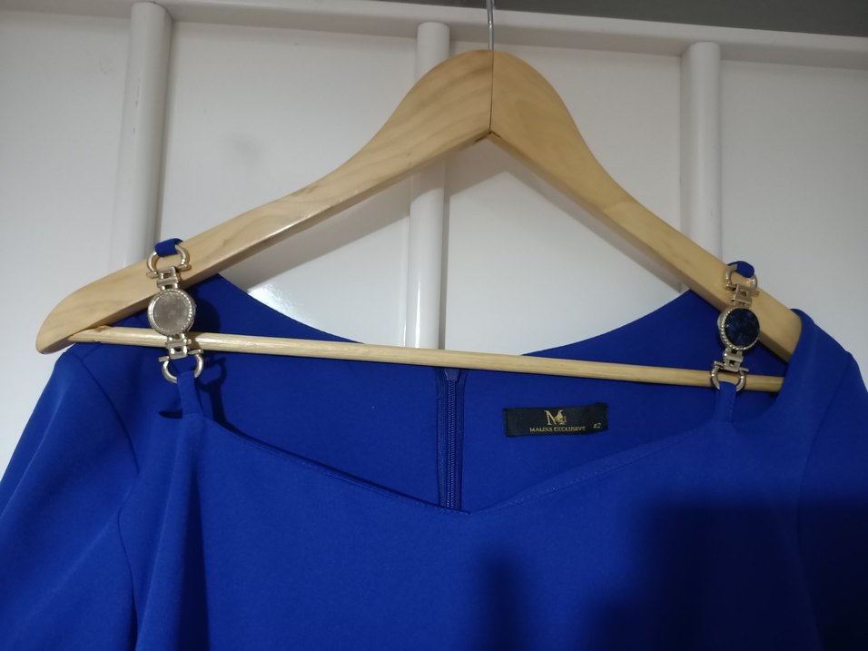  Malina Exclusive Saks Mavisi Elbise - Görsel 3