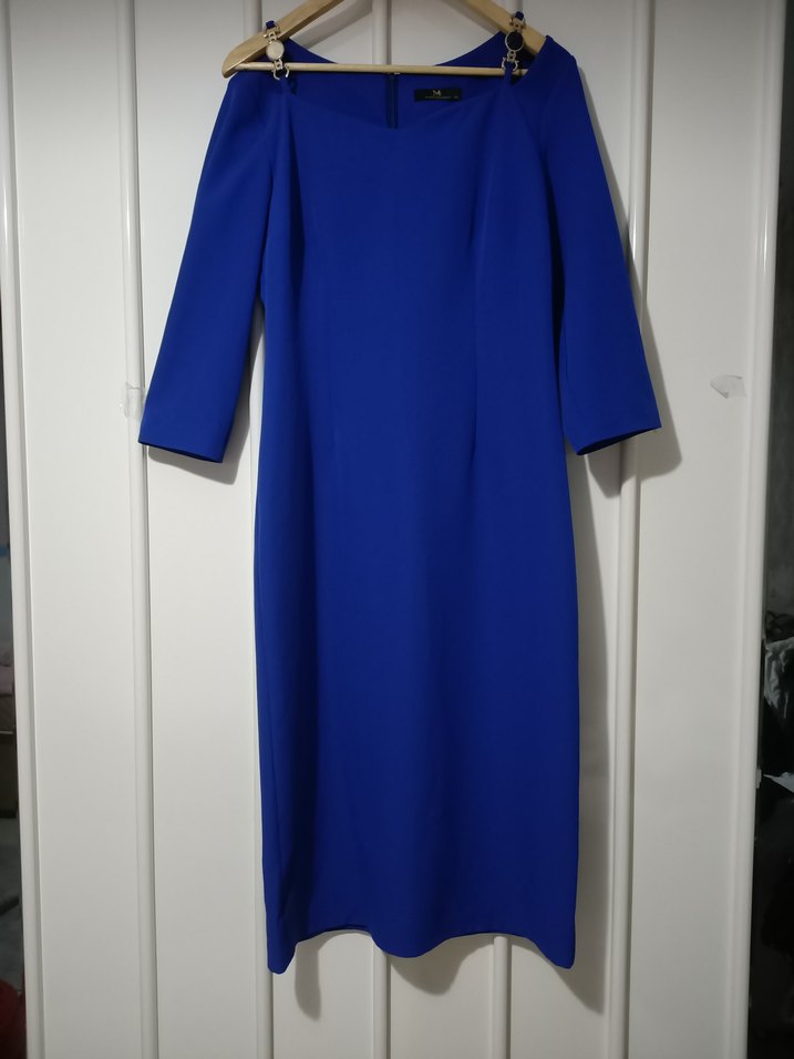  Malina Exclusive Saks Mavisi Elbise - Görsel 4