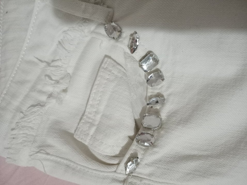  LIU-JO Taş Detaylı Püsküllü Beyaz Kot - Görsel 3