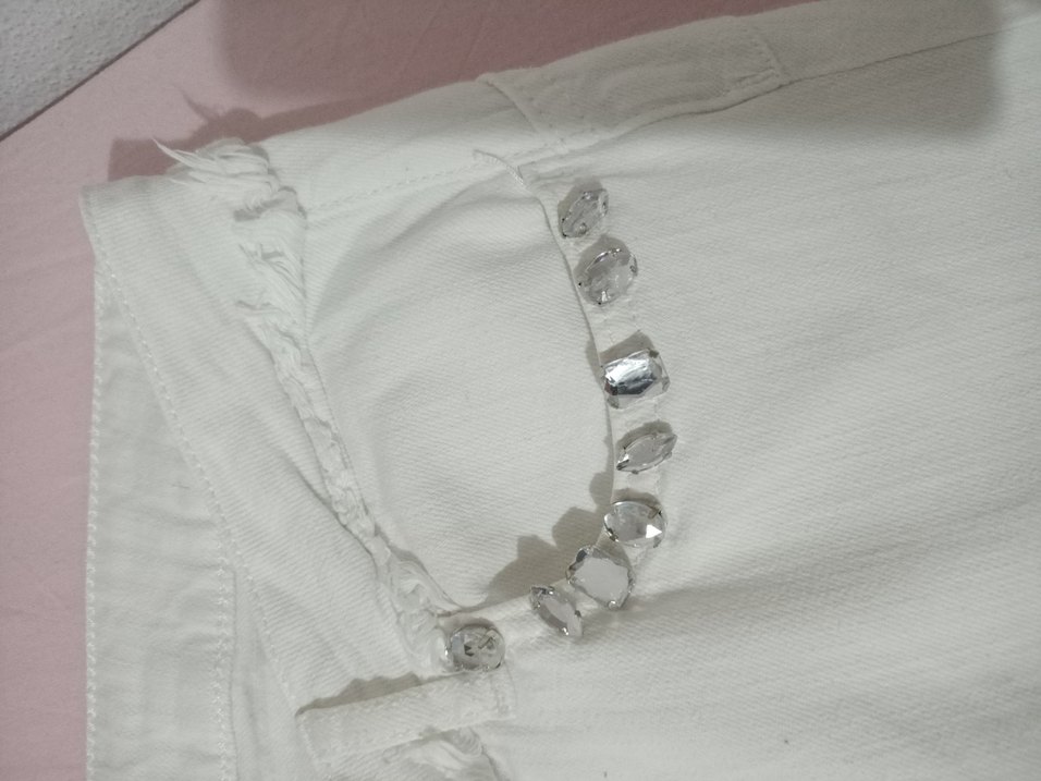  LIU-JO Taş Detaylı Püsküllü Beyaz Kot - Görsel 2