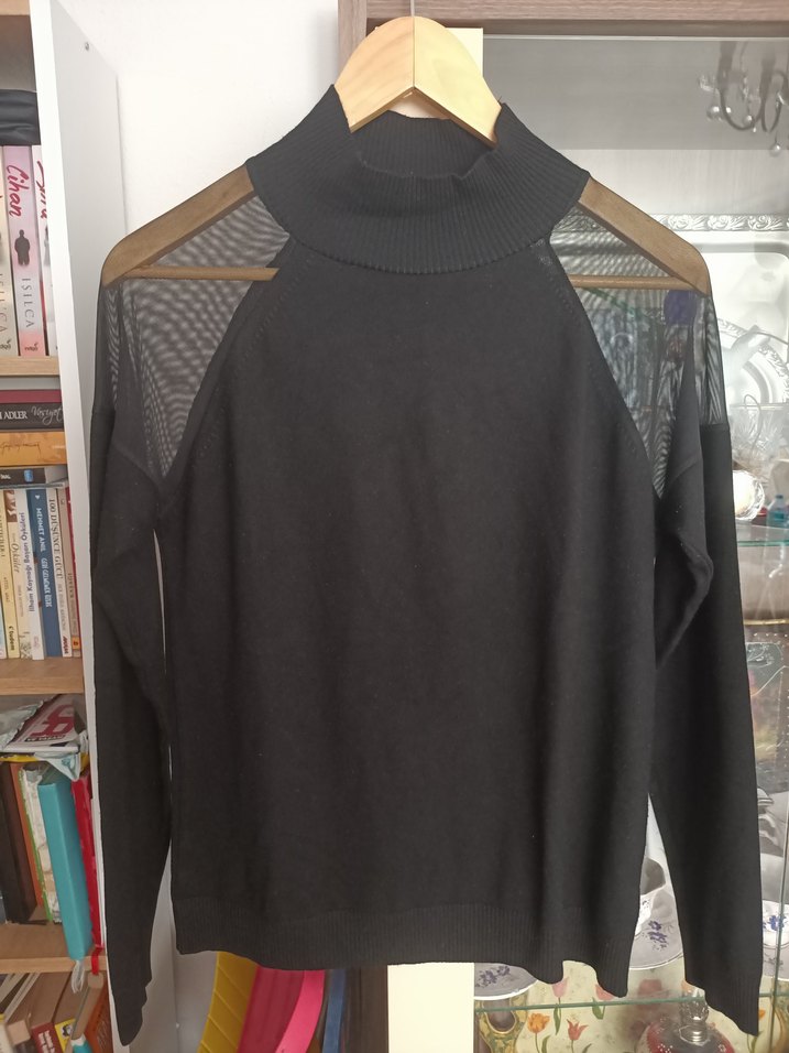 Balıkçı Yaka Transparan Detaylı Bluz - Görsel 2