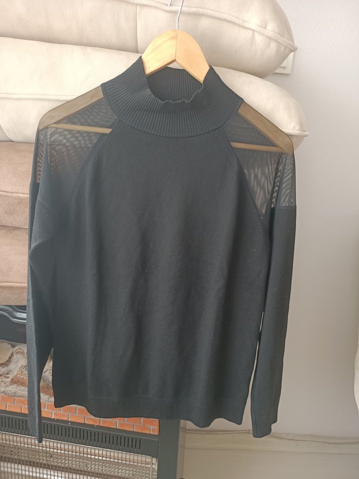 Balıkçı Yaka Transparan Detaylı Bluz - Görsel 4