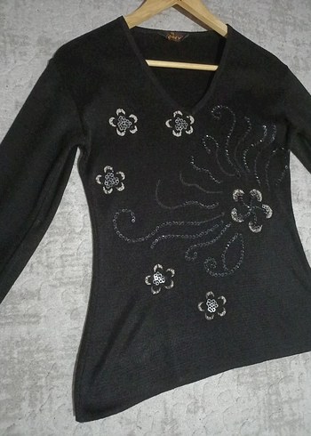 pul payetli, taşlı şık triko kazak - Görsel 2