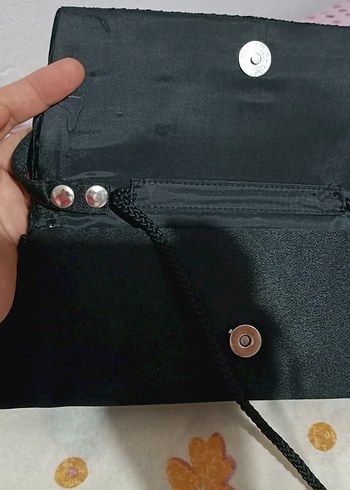 Kadın Siyah Pilili Nakışlı Clutch Çanta - Görsel 6