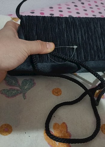 Kadın Siyah Pilili Nakışlı Clutch Çanta - Görsel 4