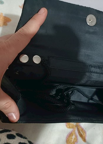 Kadın Siyah Pilili Nakışlı Clutch Çanta - Görsel 5