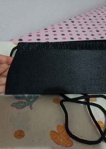 Kadın Siyah Pilili Nakışlı Clutch Çanta - Görsel 3
