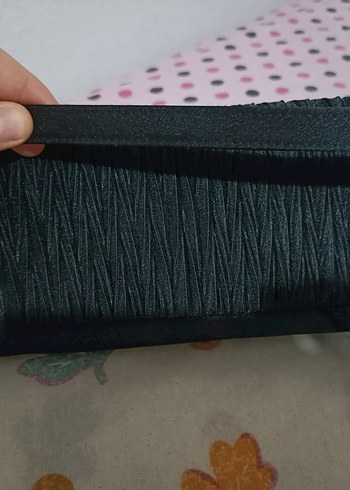 Kadın Siyah Pilili Nakışlı Clutch Çanta - Görsel 7
