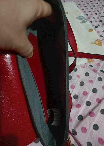 Kırmızı Deri Tokalı Kadın Çanta - Görsel 6