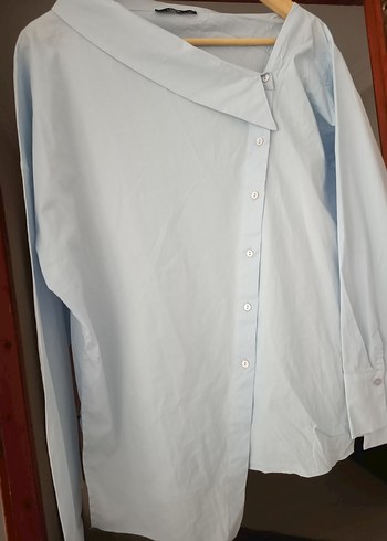 asimetrik yaka bebe mavi gömlek - Görsel 9