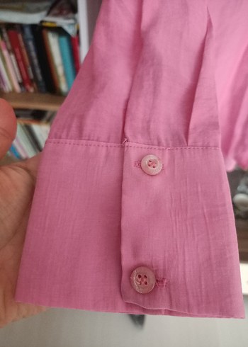 Pembe Kadın Keten Gömlek Uzun Kollu - Görsel 7