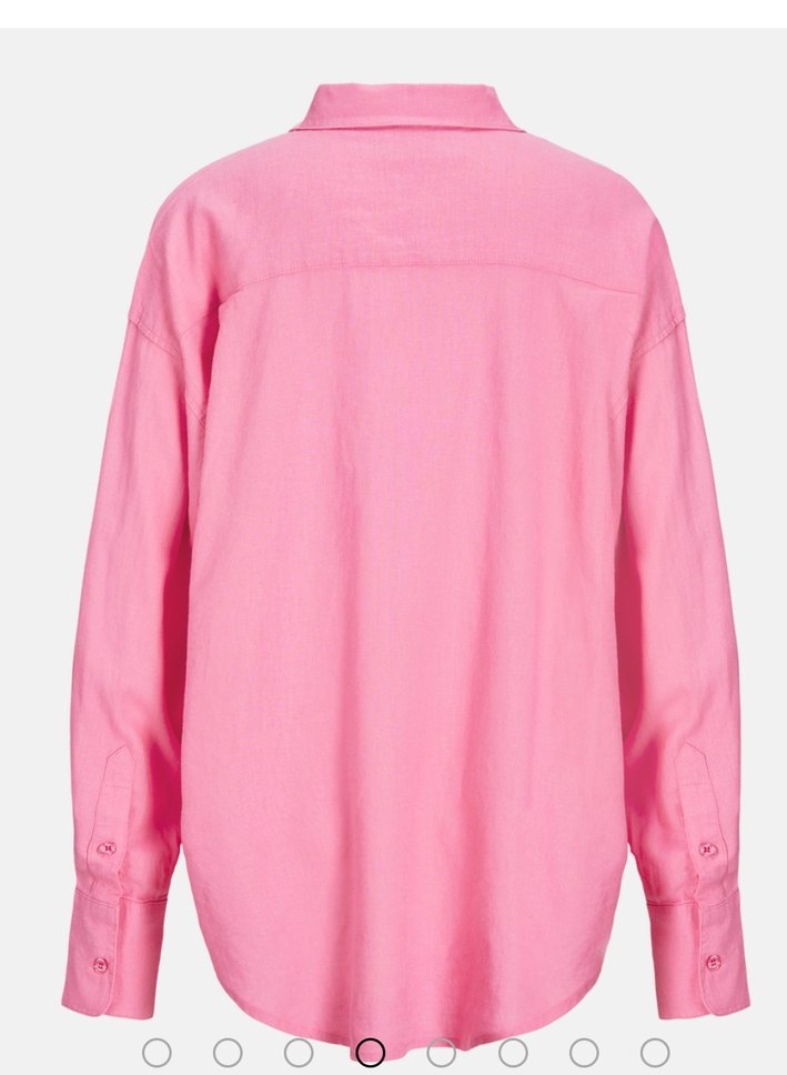 Pembe Kadın Keten Gömlek Uzun Kollu - Görsel 3