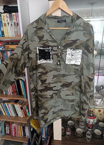 Kadın Kamuflaj Desenli Uzun Gömlek - Görsel 12