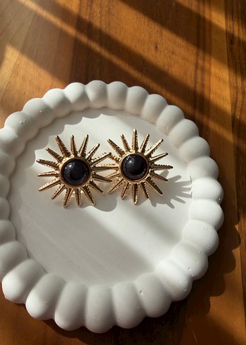 Boncuklu Altın Renk Mini Bohem Küpe - Görsel 2