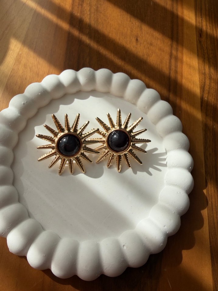 Boncuklu Altın Renk Mini Bohem Küpe - Görsel 2