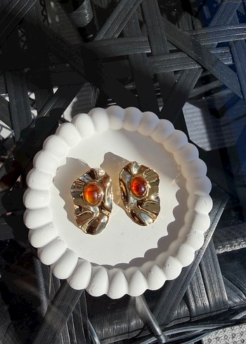 Vintage Altın Renk Mini Fırfırlı Küpe - Görsel 2