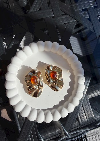 Vintage Altın Renk Mini Fırfırlı Küpe - Görsel 3