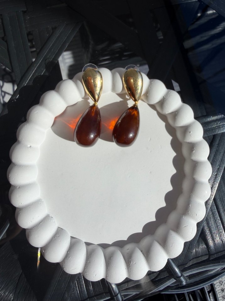 Kahverengi Boncuklu Mini Bohem Küpe - Görsel 2