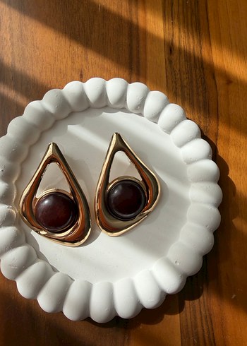 Bordo Vintage Boncuklu Midi Küpe - Görsel 2