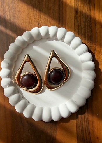 Bordo Vintage Boncuklu Midi Küpe - Görsel 3