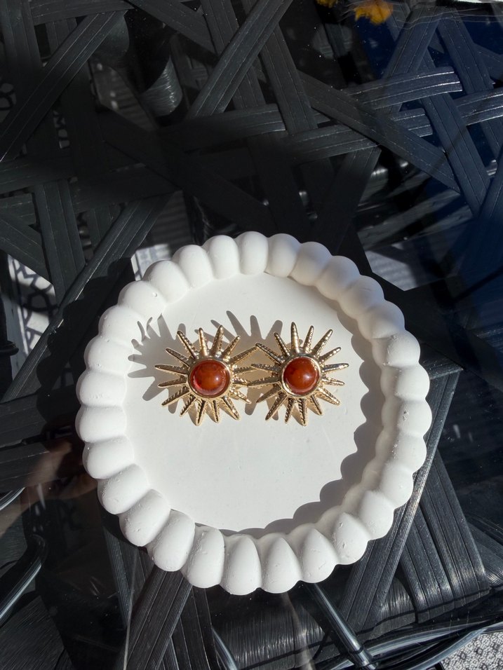 Boncuklu Mini Bohem Güneş Küpeler - Görsel 2