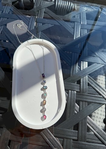 Uzun Zincir Detaylı Çok Renkli Bohem Kolye - Görsel 4